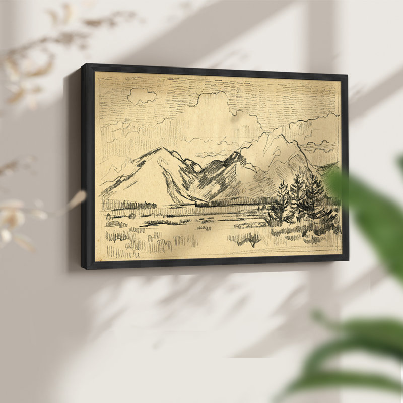 Hatched Horizon II - reproduction encadrée - réversible, H 16 po x l 20 po, Noir, noir, noir, noir