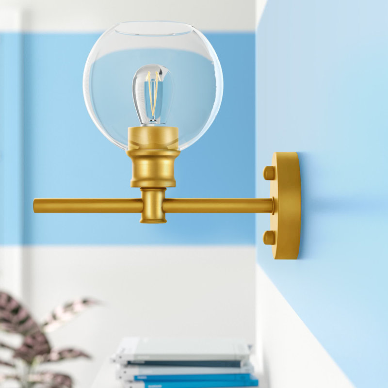 Drinkard Dimmable Bath Sconce, Brass, Clear