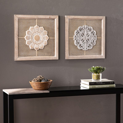 2pc Decorative Wall Panels, Floral Delight, Backed, Elevate Ambiance Of Your Home Entryway And Living Area Enigma, Create A Mysterious Appeal In Space