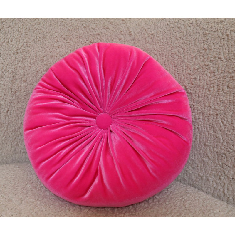 Therese  Tufted Round Throw Pillow, 12'' H X 12'' W, Hot Pink