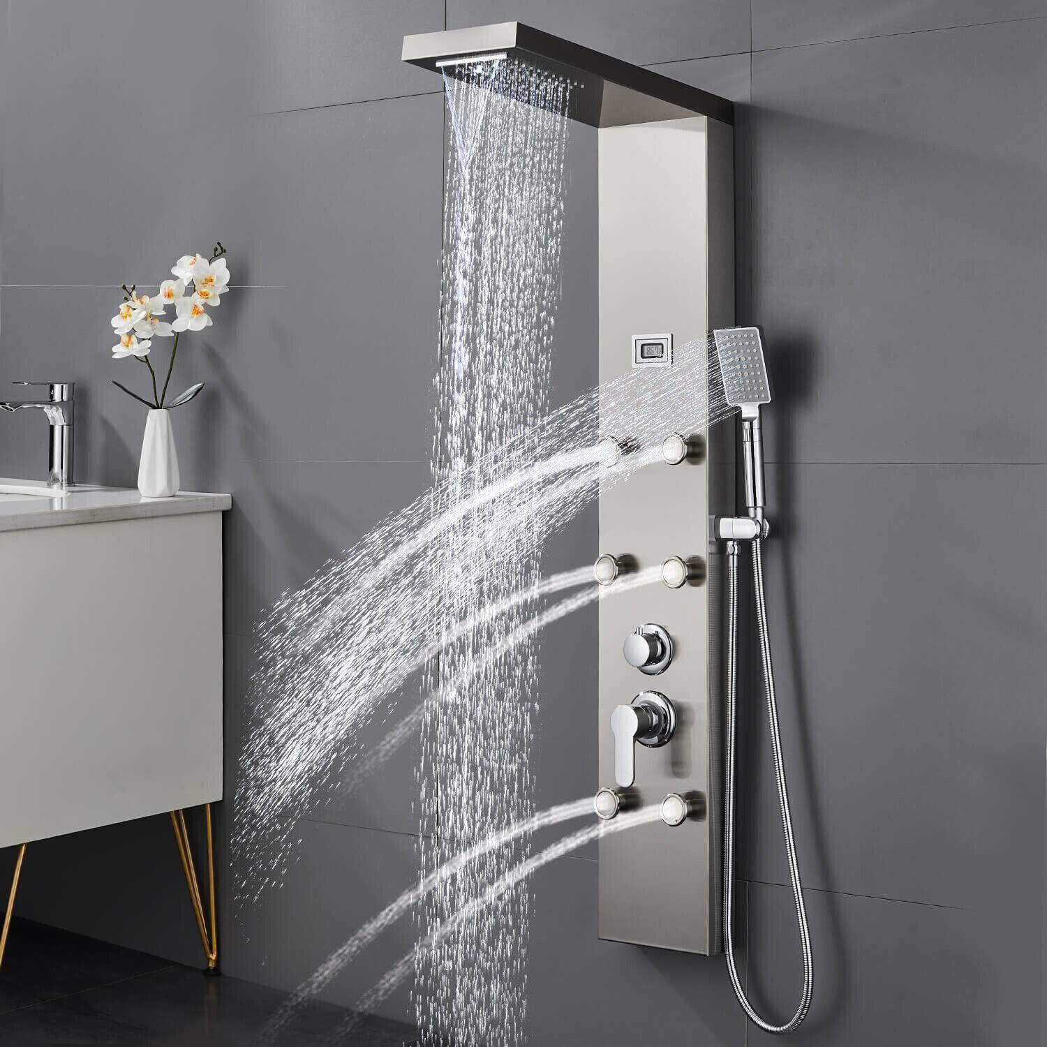 Augusts 44.48'' Shower Panel with Fixed Shower Head Wayfair