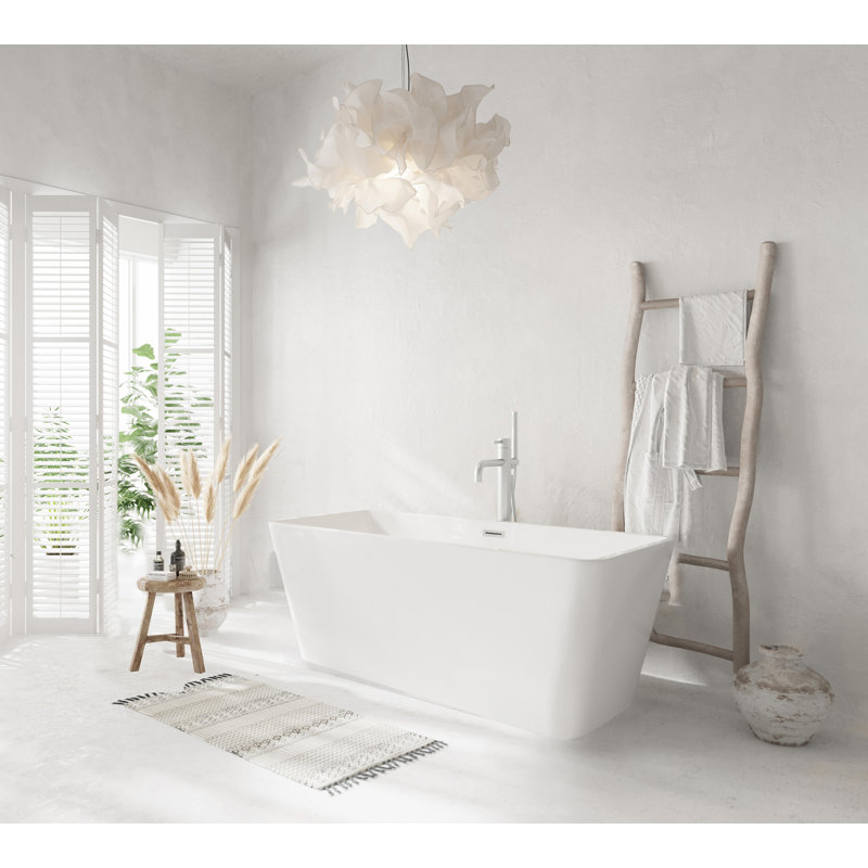 59 Inch Bathtub with Trim, Brushed Nickel