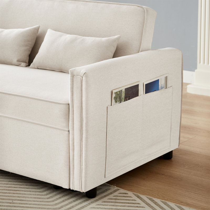 Modern Linen Convertible Loveseat Sleeper Sofa