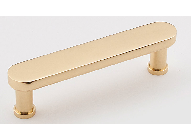 Polished Brass Modern Bar Pull with Mounting Hardware