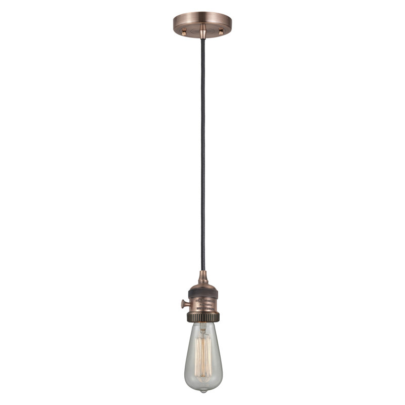 Franklin Restoration - Amiliyah - 1 Light 5" Cord Hung Mini Pendant - On-Off Turn Switch - LED Bulb - Shade, Antique Copper