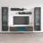 Floating 100" Modern Entertainment Center with 16-Color LED Lighting, High Gloss Finish-1453915592