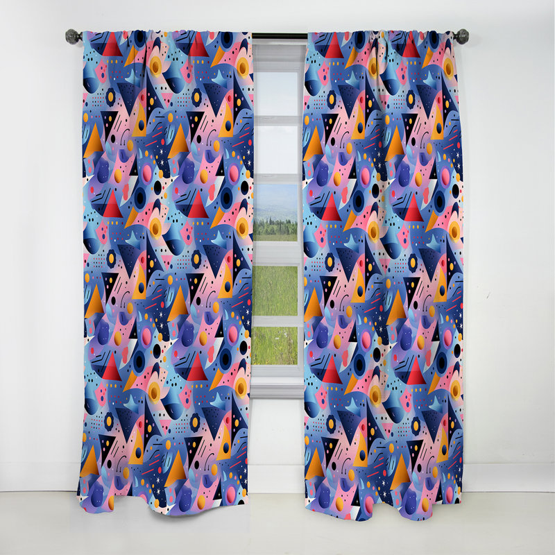 Multicolore motif géométrique cool et triangulaire - Rideau occultant abstrait - 1 panneau, L 52 po x L 90 po