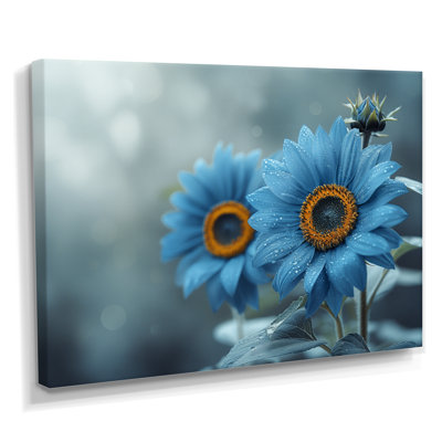 Nirvana monochromes bleus tournesols II - tournesols, art mural