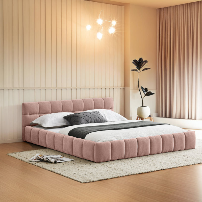 Lit plateforme tapissier Luxury Luxury, Rose