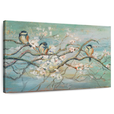 Branche de printemps Brampt avec oiseaux