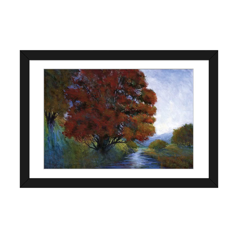 « summer brook », impression sur toile, Blanc, Papier d'art encadré noir, H 16 po x l 24 po x P 1 po
