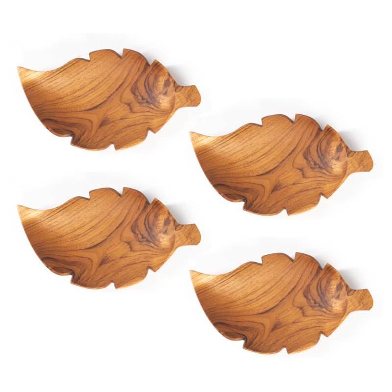 Leaf Teak Wood Plate (Set Of 4)