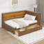 Structure de lit d'angle double en bois avec tablettes de rangement et 2 portes coulissantes, structure de lit d'angle double avec 2 tiroirs, lumières DEL et station de charge-1639778489