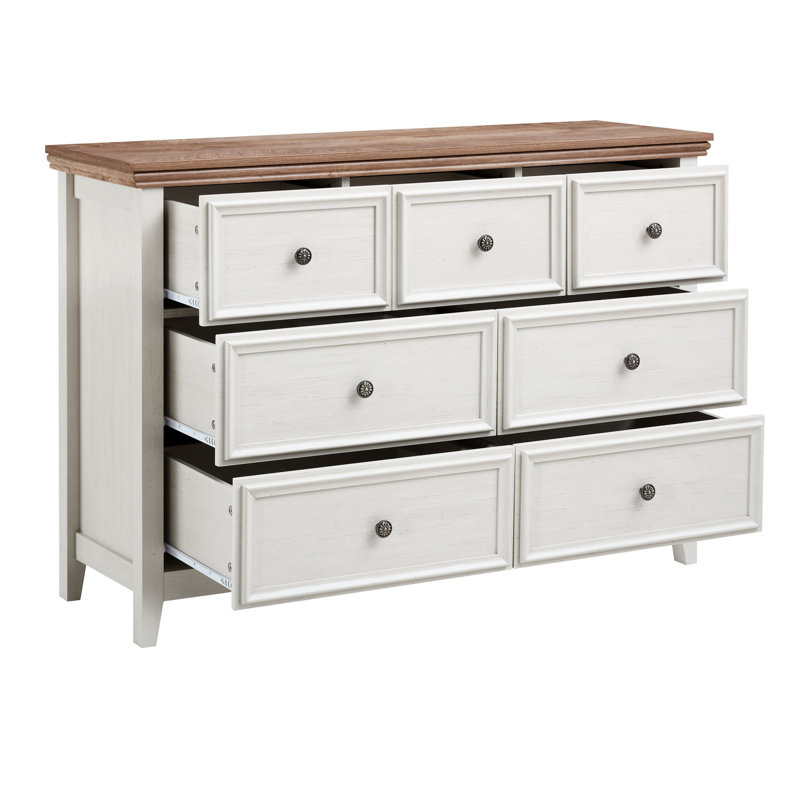 Armoire de rangement beige - Commode 7 tiroirs avec intérieur spacieux et construction stable pour créer un environnement de salon soigné