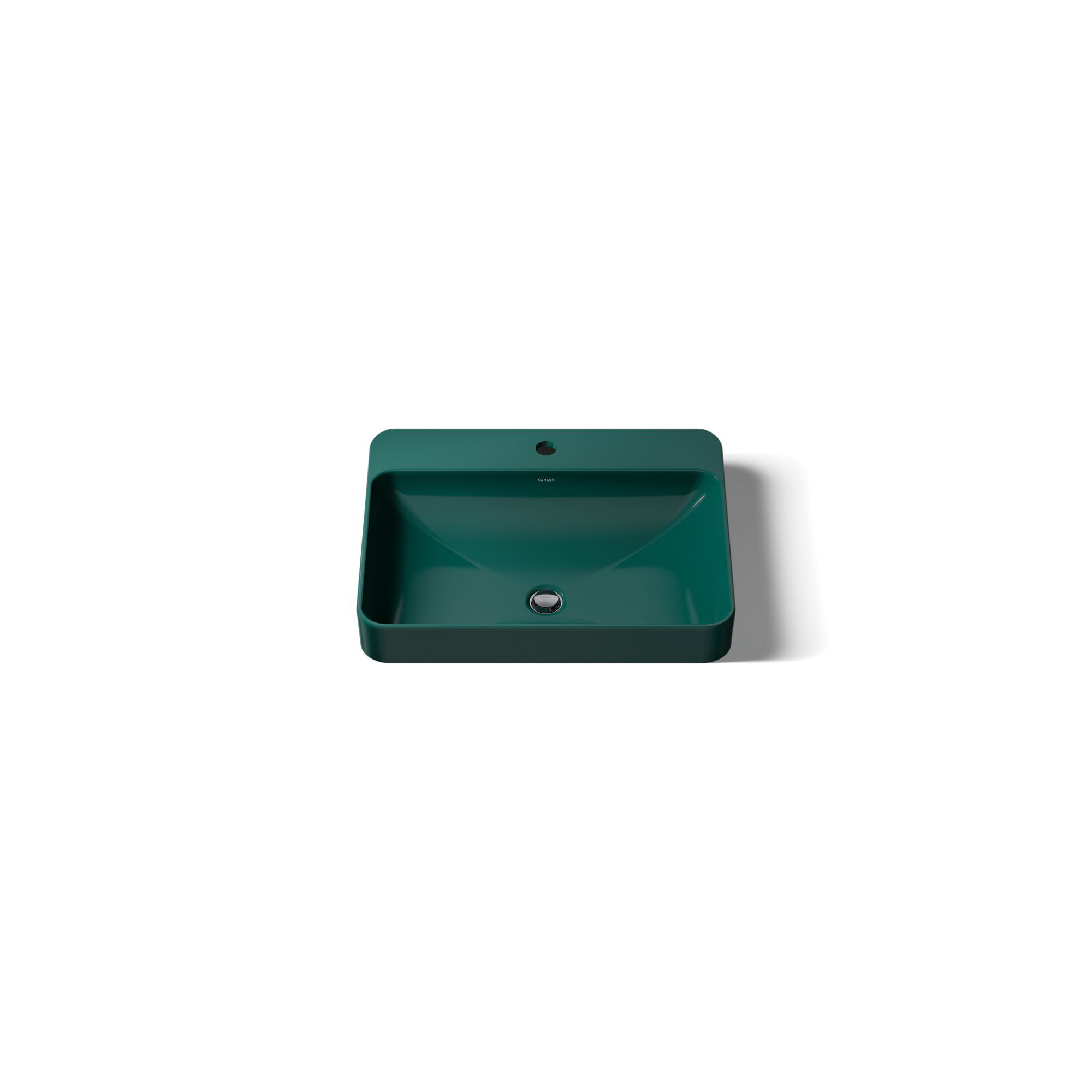 Vox Vitreous China Rectangular Vessel Bathroom Sink with Overflow, Teal, 1