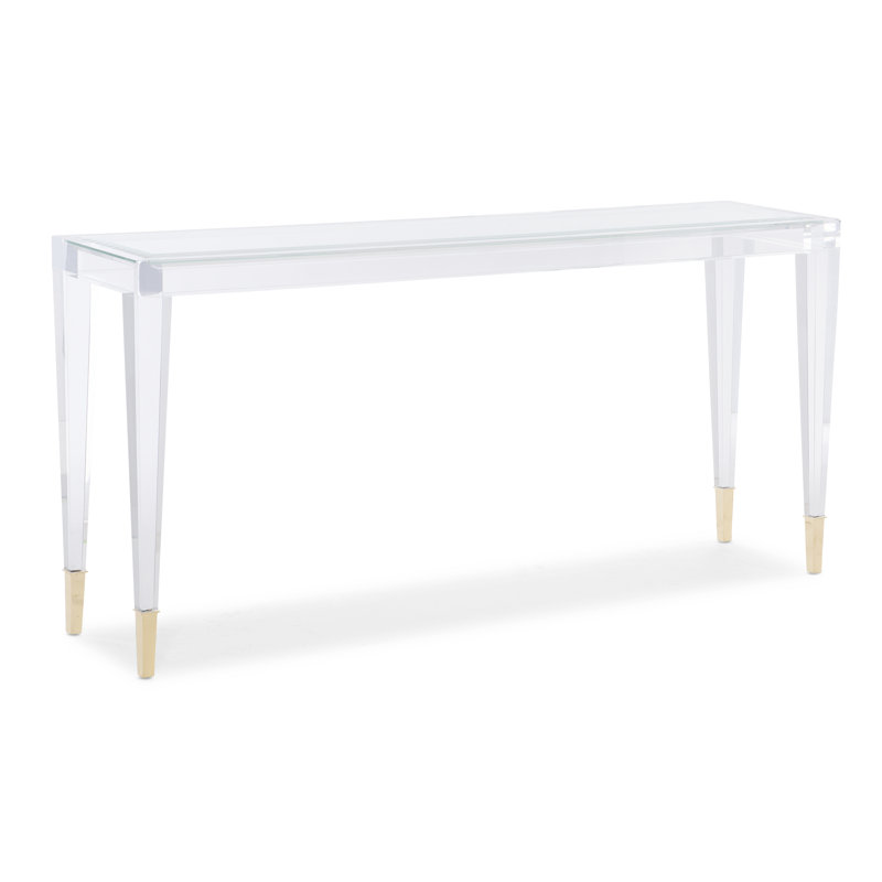 White Rectangular Metal and Glass Console Table