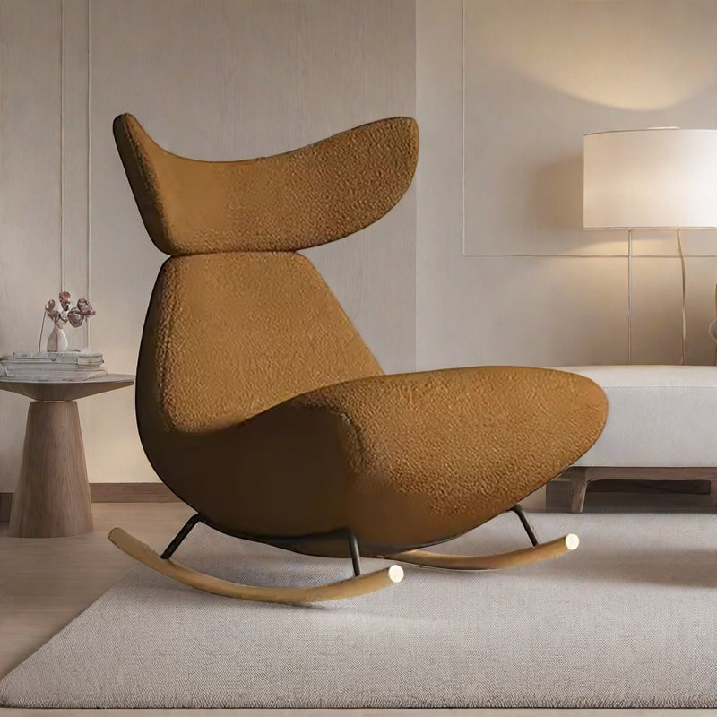 Chaise berçante de luxe nordique simple, Café noir