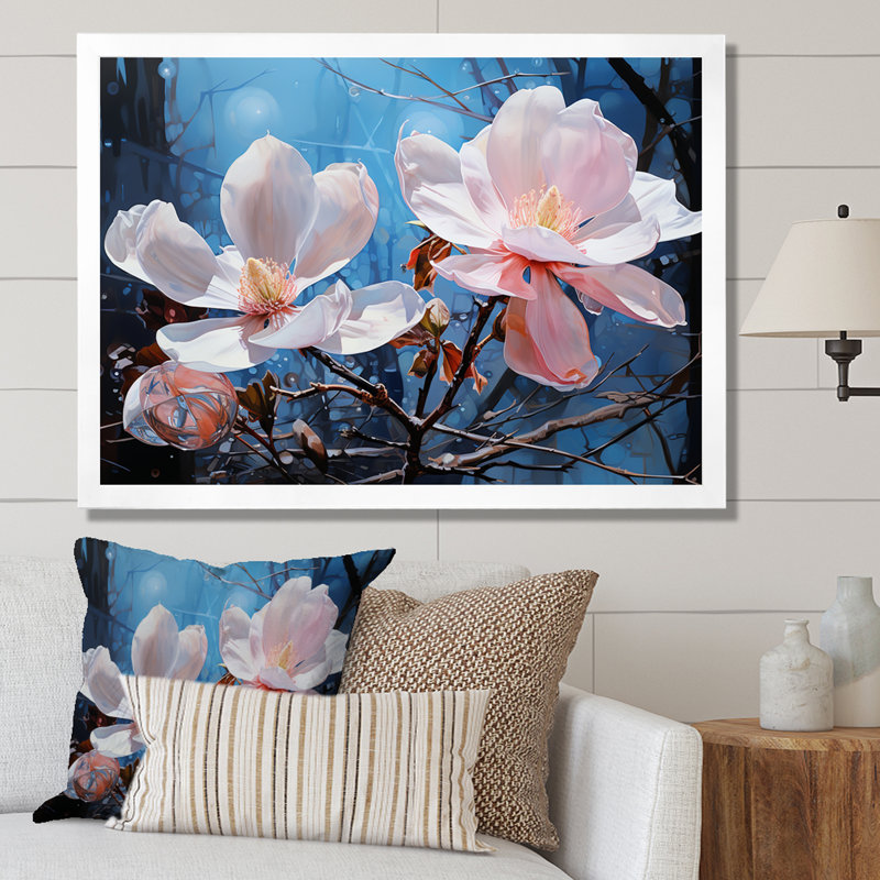 «Luxurious Magnolia Tranquility III», reproduction sur toile, H 24 po x l 32 po x P 1 po, Cadre simple blanc