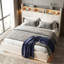 White Velvet Ottoman Bed with LED & Charging Headboard, 2-Tier Storage Shelf, 90/140/160x200cm-129165883