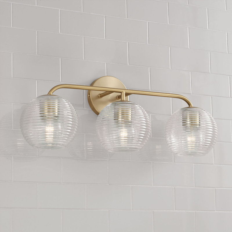 3 - Light Dimmable Vanity Light, Matte Brass