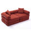 Canapé-lit modulaire pour appartement, canapé-lit convertible avec structure fixe et accoudoirs amovibles, matelas pliant pour petits espaces, sans assemblage, velours côtelé, rouge Ancora