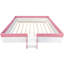 Très grande base de lit tapissier très grand avec clôture et escalier, combinaison rose et blanc, tissu éponge confortable, 10 lattes pour un soutien à long terme, installation simple et durable, facile à assembler