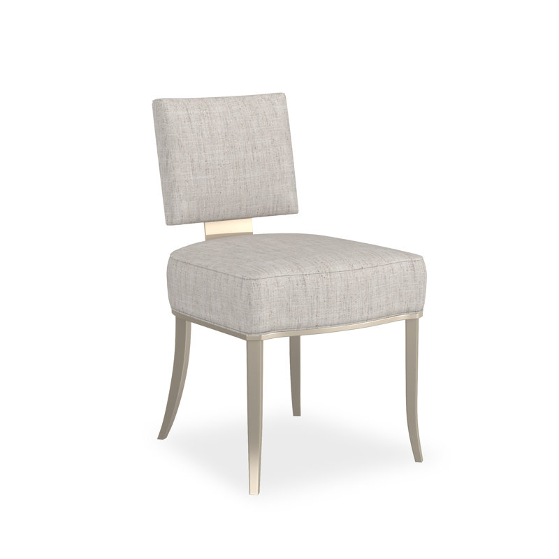 Reserved Seating Sateen Upholstered Side Chair, Silver/Gold, Gray