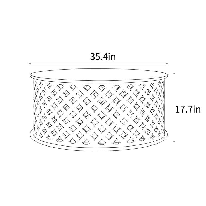 Table basse ronde simple de style américain., Brun