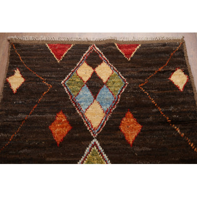 One-of-a-Kind 2'8" X 9'9" New Age Runner Wool Area Rug in Dark Brown
