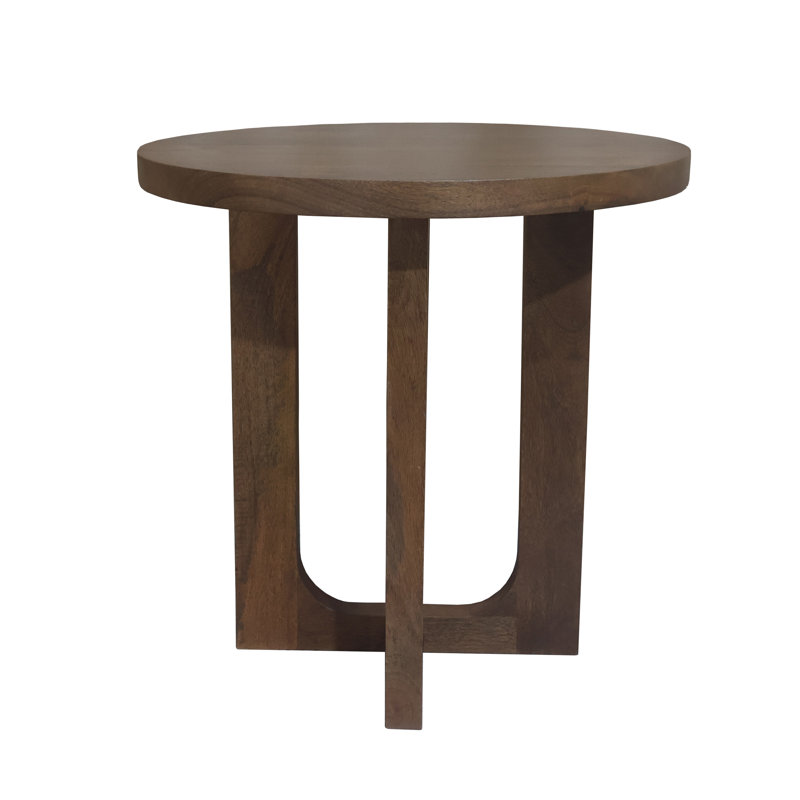 Transitional Solid Mango Wood Accent Side Table