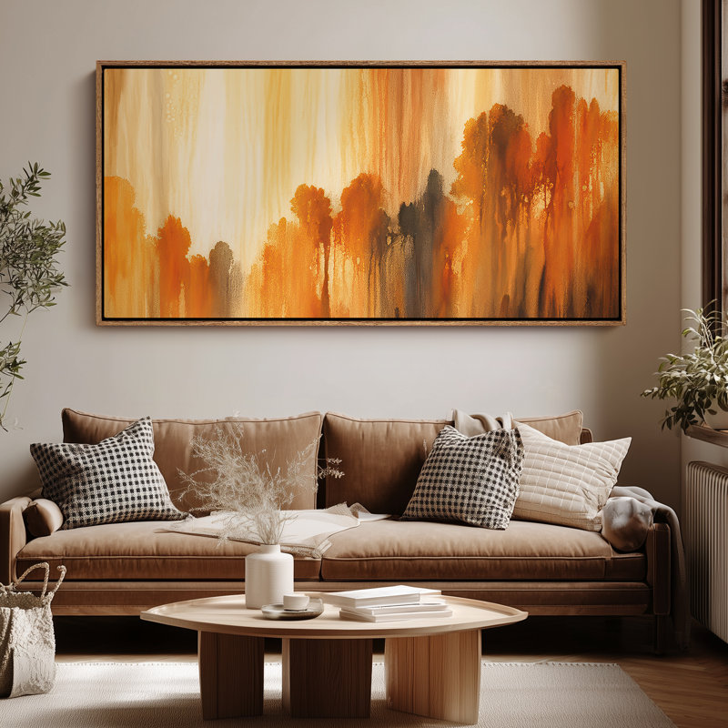 Très grand art mural rétro encadré pour art classique, H 30 po x l 60 po, Naturel