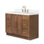 Meuble-lavabo ovale simple de 122 cm (48 po) avec comptoir en quartz blanc de Carrare et revêtement en chêne brun de 3,8 cm (1,5 po).-1080211027-1080211031