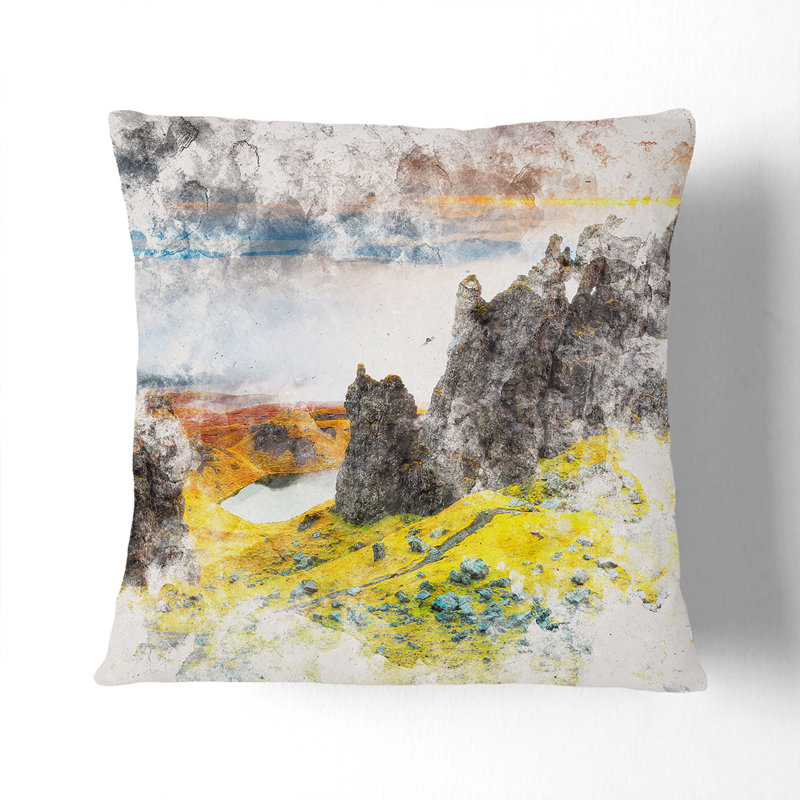 View from the Old Man of Storr in the Isle of Skye Cushion with Filling, White, 40cm H x 40cm W x 15cm D