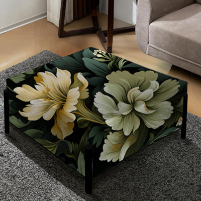 Victorian Stealth Flowers I - Grand repose-pieds carré camouflage