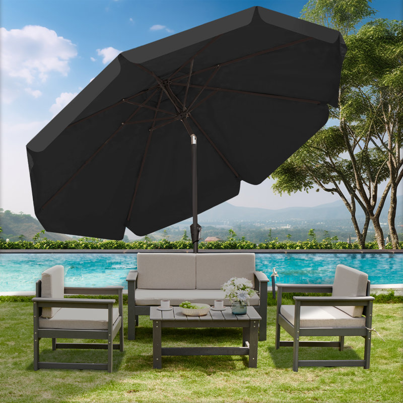 Parasol de marché pour l'extérieur, H 100 po x l 120 po x P 120 po, Noir