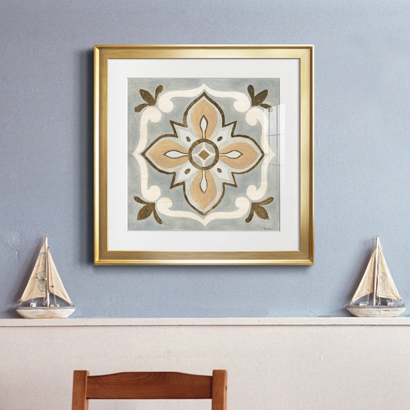 Mattonella III - Peinture encadrée, H 17,5 po x l 17,5 po x P 1,5 po, Doré