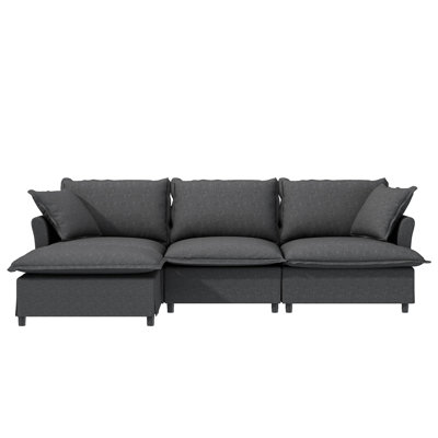4 Seat Chenille Sectional Couch With - Versatile Living Room Furniture Modular Comfortable Bedroom Decor