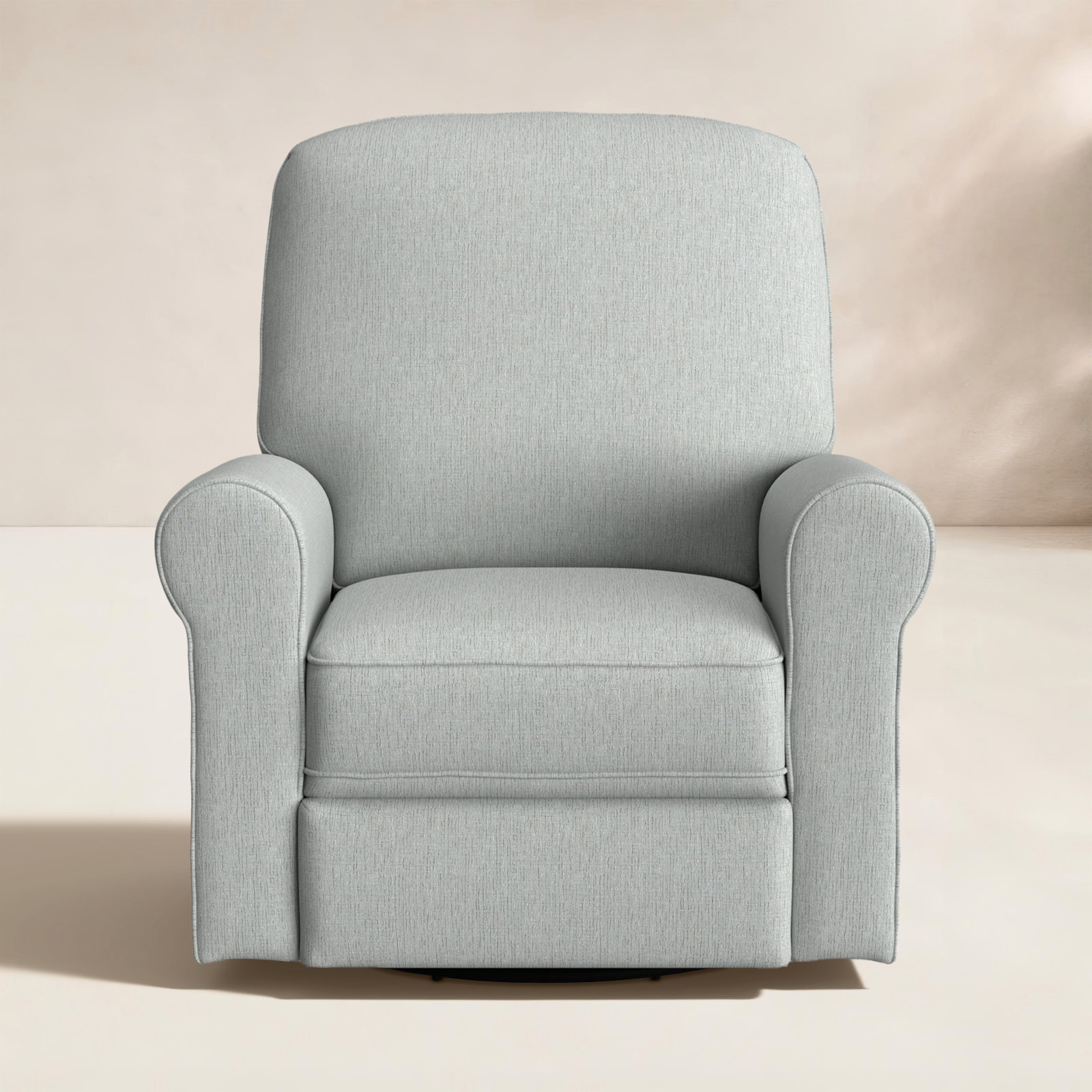 Anastasia Upholstered Swivel Reclining Glider, Radical Ash Gray Performance Chenille