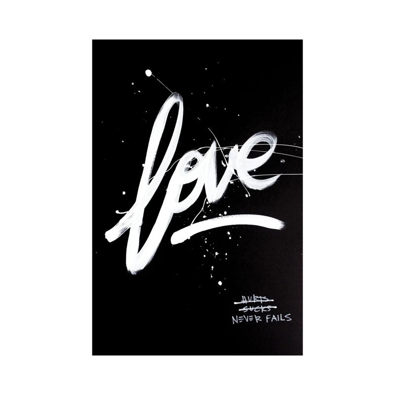 Love Never Fails Black II - Wrapped Canvas Print, 20.32 cm H x 30.48 cm W