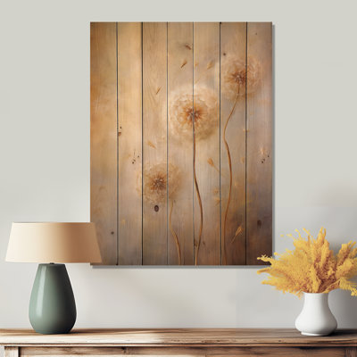 Impression romantique de pissenlit blanc II sur bois