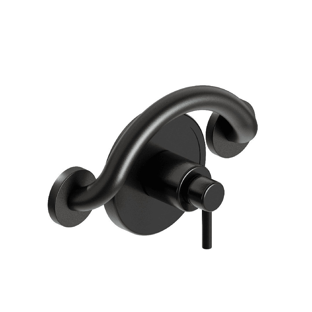 PLUS Corner Shelf 14" in Matte Black, Grab Bar for Bath and Shower Safety (500 lb. Capacity) HealthCraft