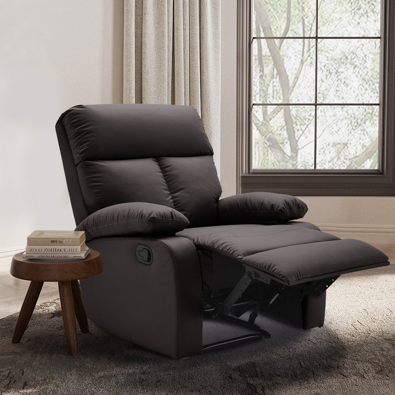Petit fauteuil inclinable manuel pour adultes, similicuir, Brun