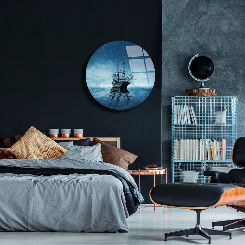 Superbe peinture décorative en verre trempé de 23,6 po de diamètre | 100% verre trempé incassable, épaisseur de 0,16 po | Impression UV haute résolution aux couleurs vives, facile à nettoyer | Art mural parfait pour la maison et le bureau