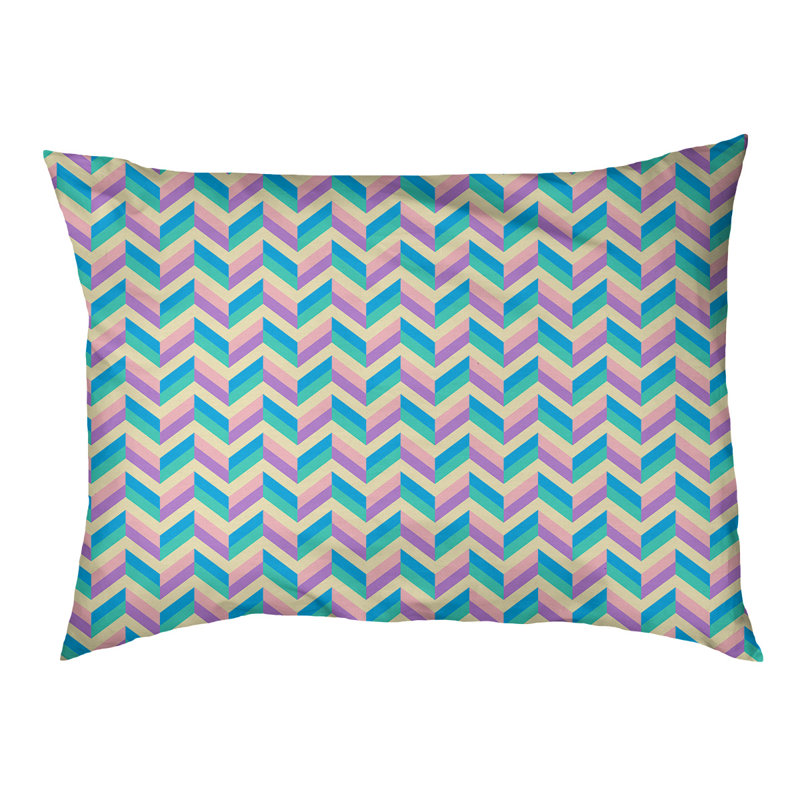 Coussin pour chien chevron Byrge, Moyen (L 29,5 po x P19,5 po x H 9,5 po), Beige / vert / mauve