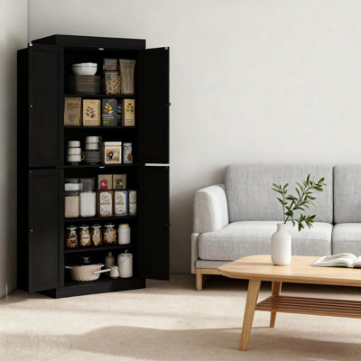 Armoire de cuisine de style nordique, armoire de cuisine autoportante, armoire de rangement avec portes et tablettes