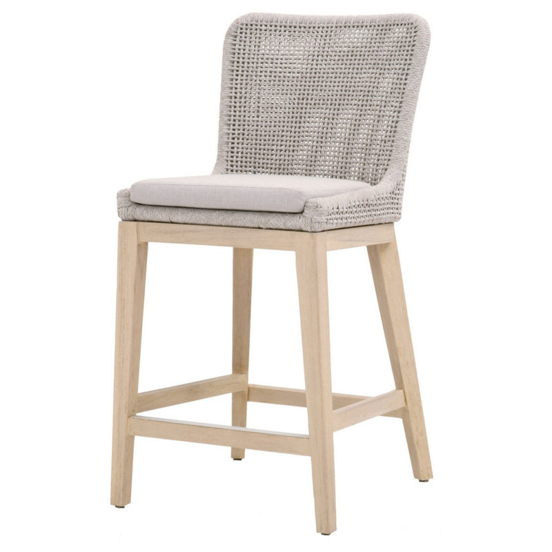 Counter Stool With Mesh Design Rope Backrest