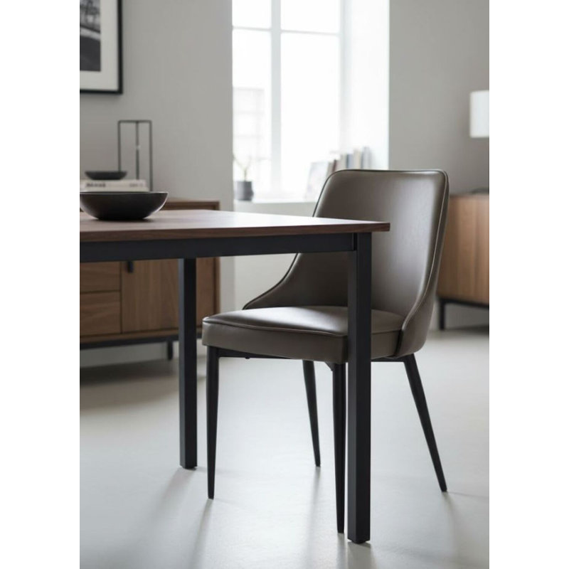 18.5'' H Faux Leather Upholstered Parsons Chair, Taupe