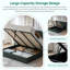 Lit plateforme de rangement relevable pneumatique rembourré avec tête de lit à oreilles-132439989-132439990
