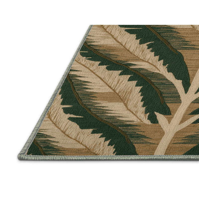  Tapis lavable hawaïen à feuilles Taro, Rectangle 7 pi x 9 pi