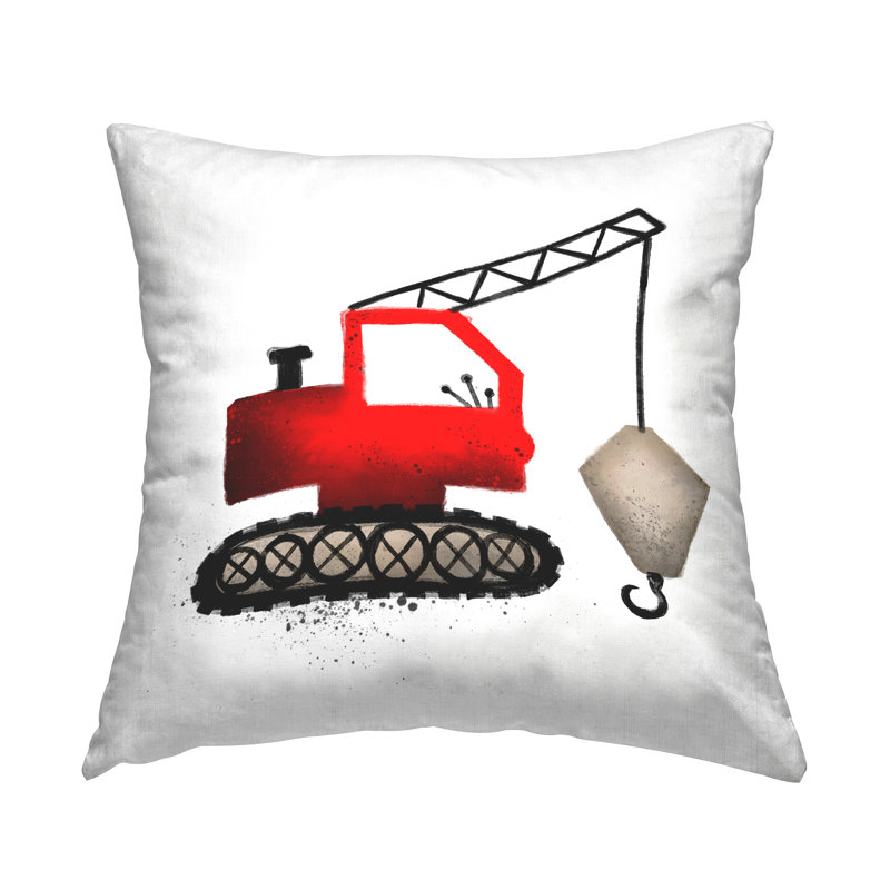 Coussin décoratif rouge imprimé par Construction Construction par Elizabeth Medley